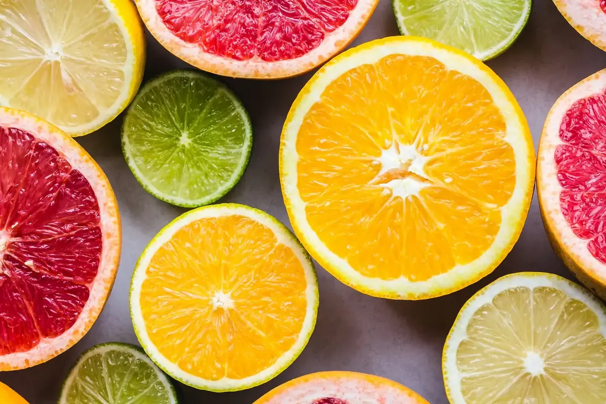 Sliced oranges, grapefruit, lemons and limes laid out in bright light